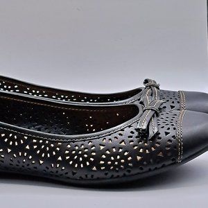 Clarks Black Ballet Flats Leather, Size 9